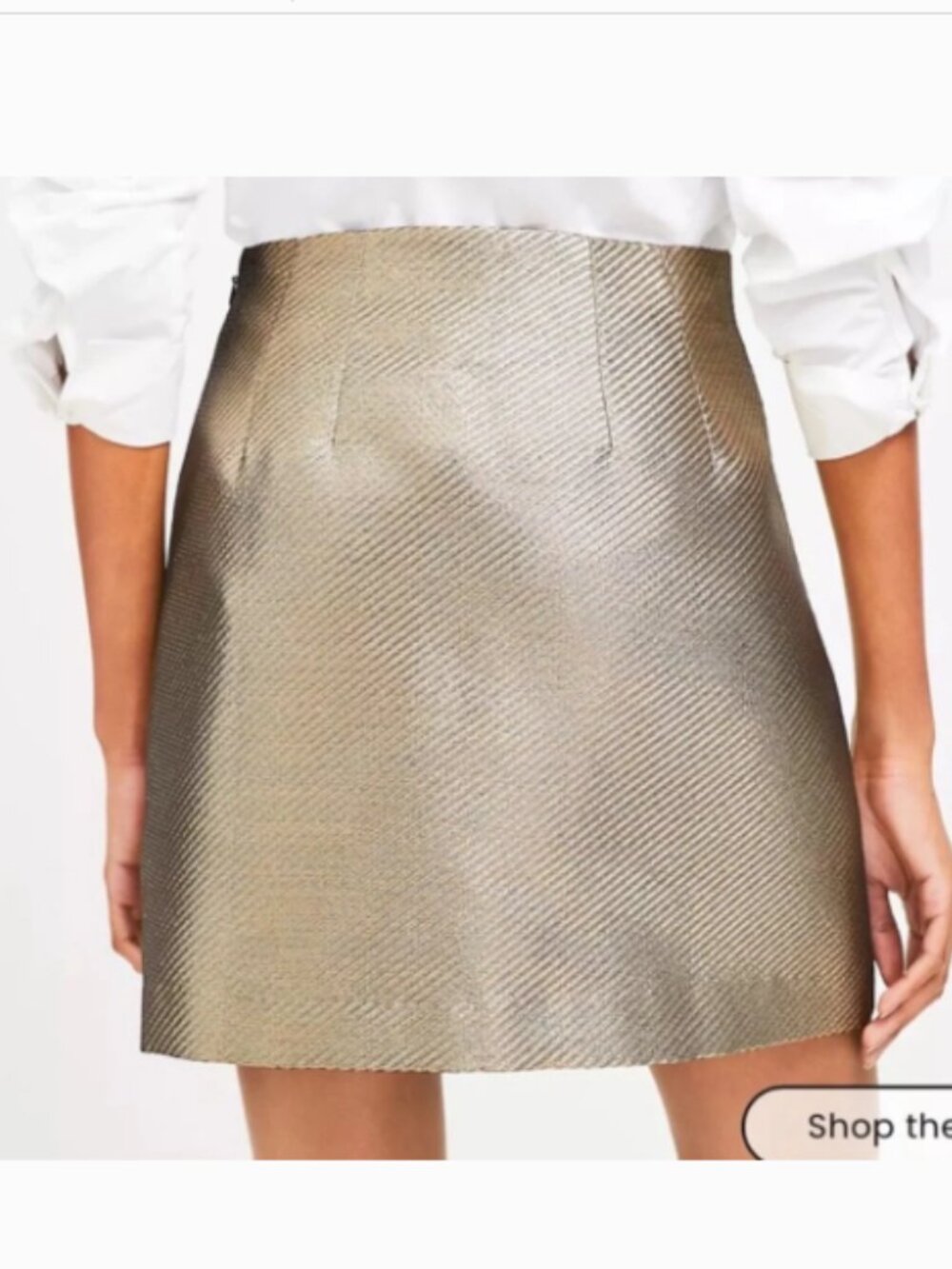 LOFT Gold Metallic Textured Jacquard Mini Skirt Size 6 NWT - Picture 4 of 11